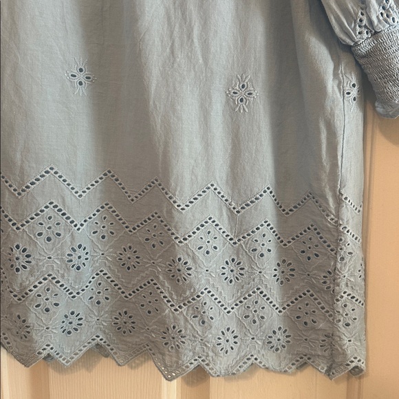 Industry republic clothing eyelet puff sleeve cotton blouse blue XS - Picture 2 of 5